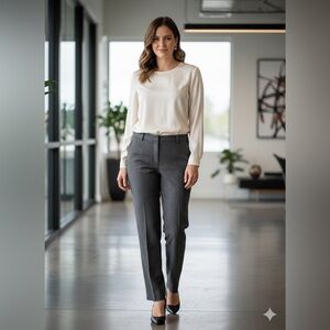 Santorelli Women’s 10 Gray Stripe Wool Mara Dress Pants Trousers Made in Italy M